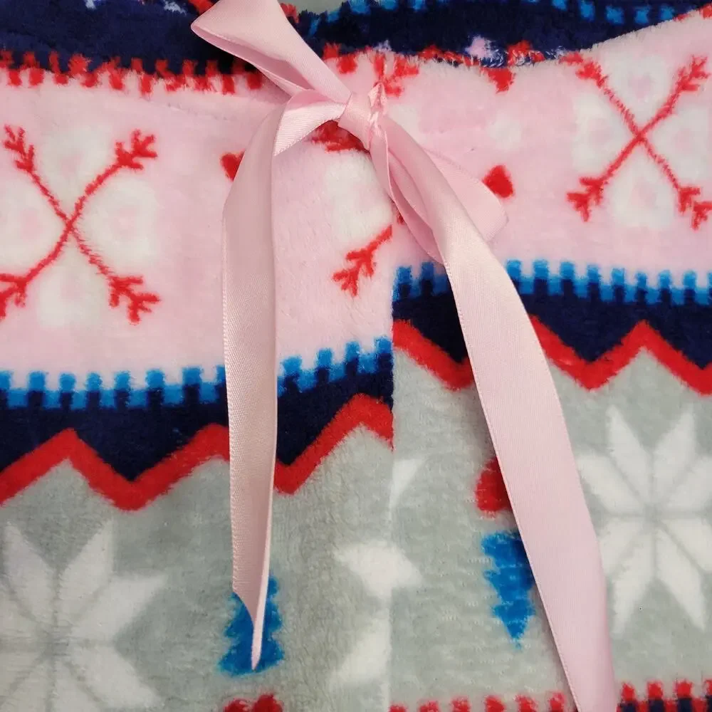 Bobbie Brooks Sleepwear Pants Womens Large Fleece Snowflake Hearts Winter Pajama